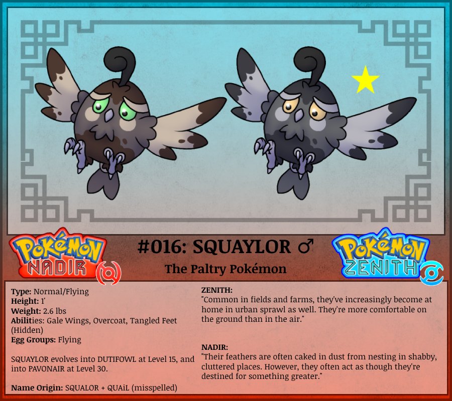 silver_skarmory's tweet photo. The route-one Flying-type is also the first fakemon of Sundo to Mega-Evolve! I wanted to post this last Friday but I was too busy then, so I had to push it back to today. Oh well.
Part of my #fakemon dex for my fanmade #Pokemon generation, the Sundo Region!
#FakeMonday https://t.co/ROo5maEVgN