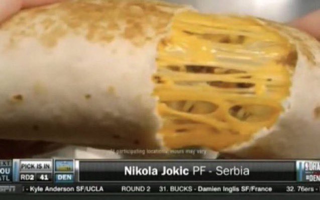 FanaticsBook's tweet photo. Jokic was drafted during a Taco Bell commercial and is now the greatest basketball player in the world right now https://t.co/lcKVm40pIx