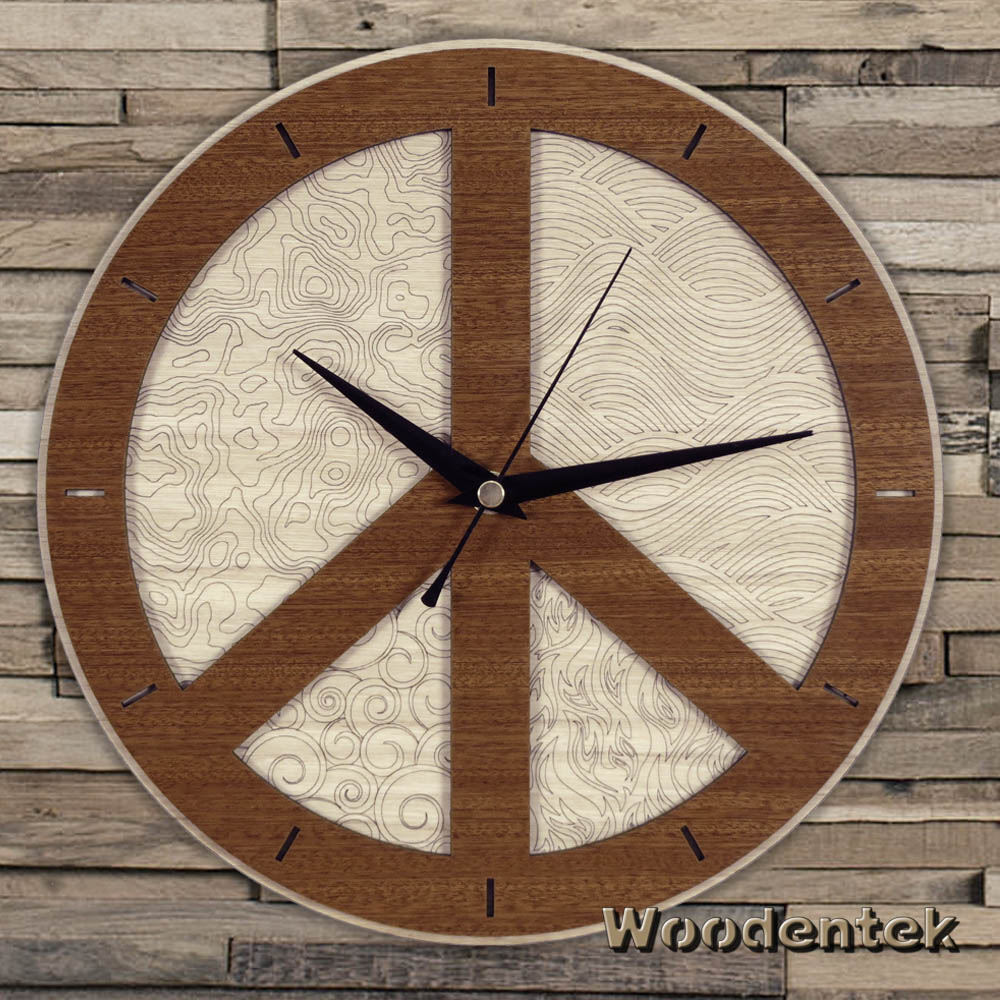Handmade #Peace wooden clock. We created the original clock; don't buy Chinese copies (sometimes they even use our photos to hide their low-quality cheap copy!). #UKEarlyHour #BizHour - WorldwideShipping , etsy.com/listing/473241…