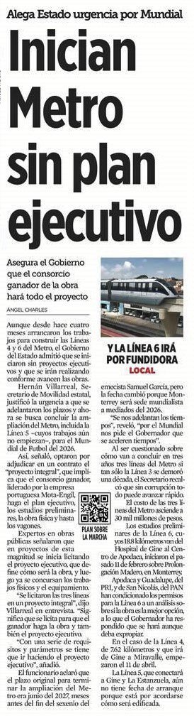 Y después de las mentiras del Gobernador: La verdad siempre sale a la luz. 

No hay Proyecto todavía de Linea 6, lo están elaborando, por eso, todavía no hay permisos. 

Ahora dicen que No requieren permisos. 

Total, puras mentiras.