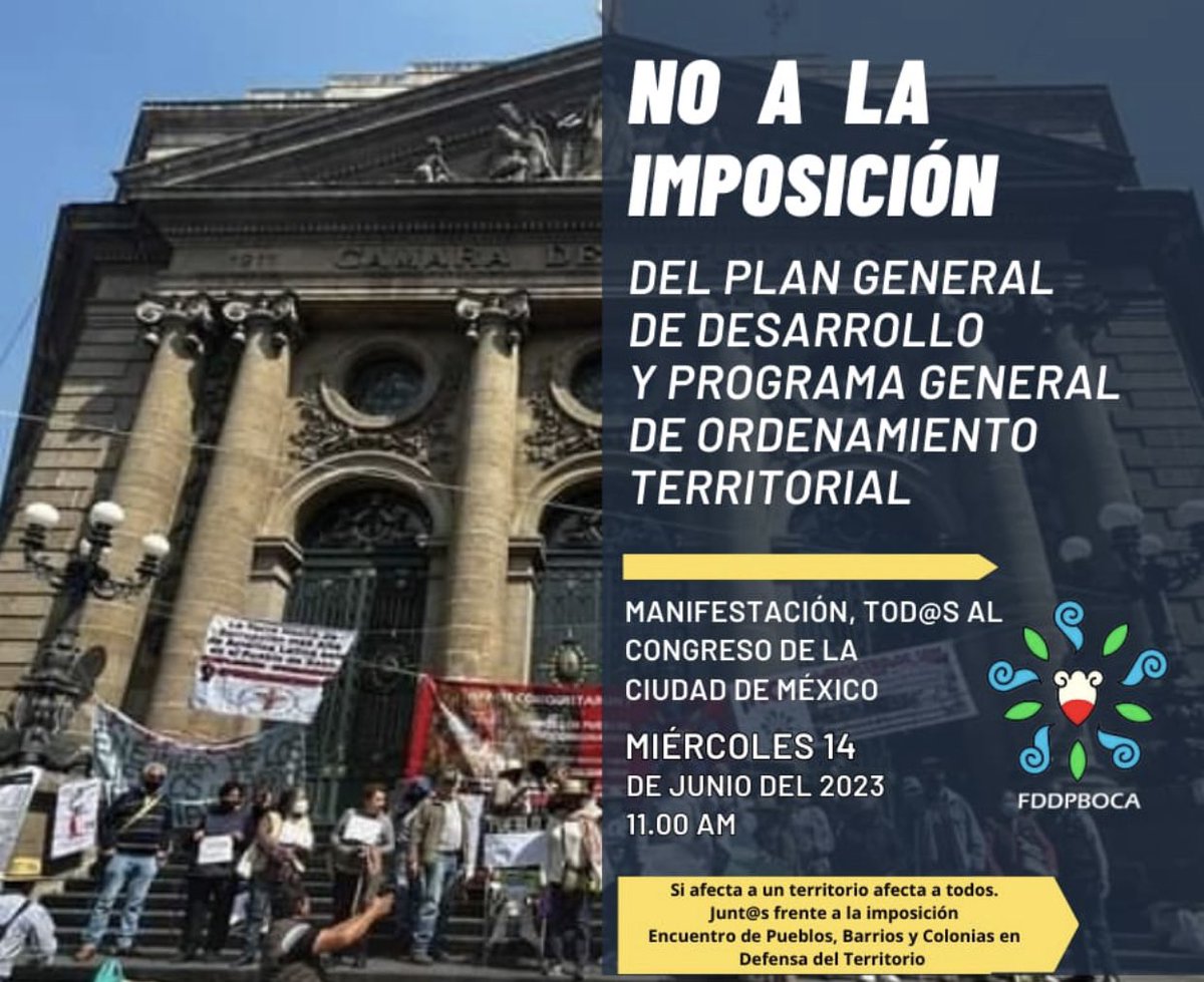 Si no te consultaron, si te quieren engañar diciendo que en tu colonia hay agua suficiente y aseguran que  puede construir torres de 10 pisos de  "vivienda incluyente", únete, #NoALaImposición miércoles  14 de junio 11am