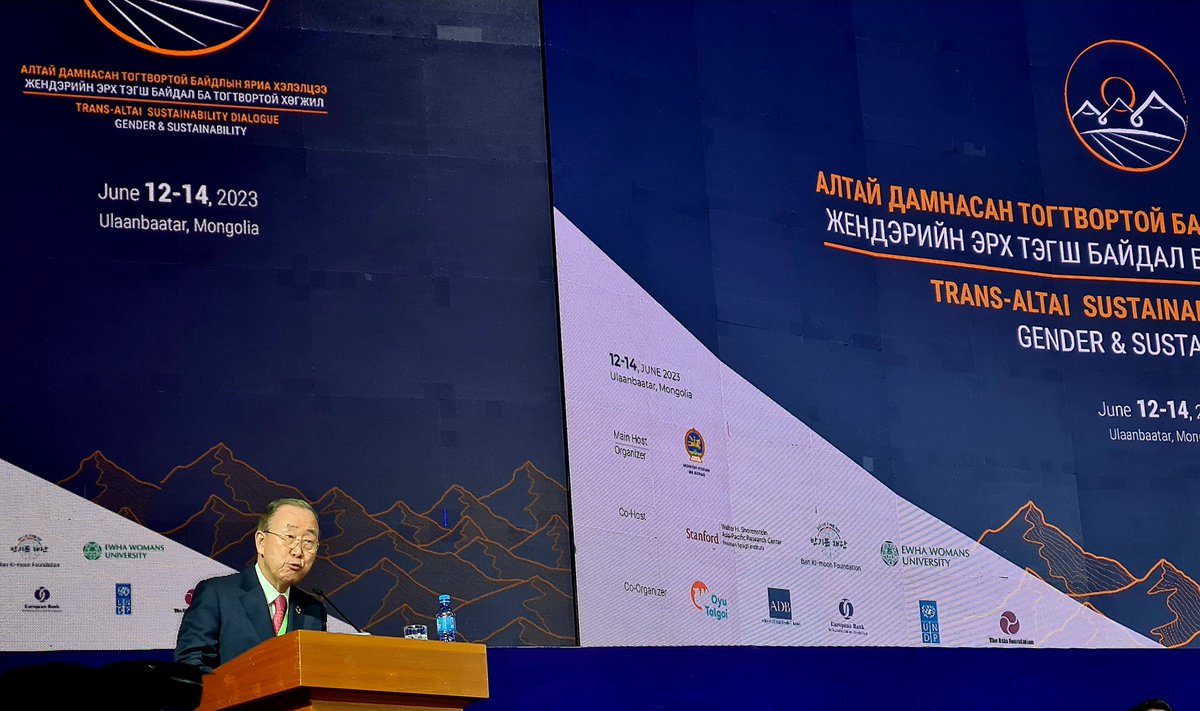 .@UNDPMongolia is pleased to co-organize'Trans-Altai Sustainability Dialogue on Gender & Sustainability' organized by @ParliamentMN 🇲🇳& co-hosted by @Stanford, @EwhaWomansUniv & #BanKiMoon Foundation with int'l speakers discussing the importance of achieving #GenderEquality