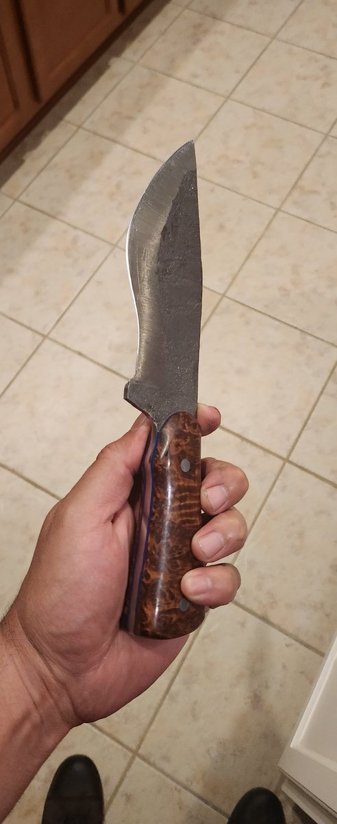 Today was my turn. About 10.5 hours later, I made my first knife! Amazing experience. Gratitude! #ForgedByFire