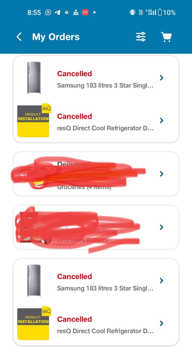 canarayansingh's tweet photo. @JioMart
2 time place same order and same reply that technical reason order cancel. It's waste time and money. I never placed order again. Both time order cancelled with same reason.

Very disappointed Jio team.
@ https://t.co/B5Lz8jL4kB