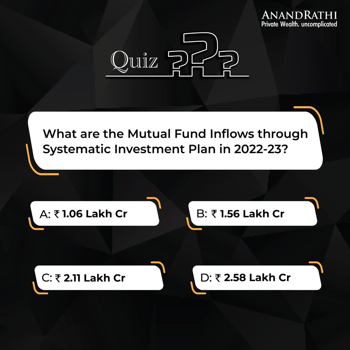 #TuesdayQuiz 

Comment your answers below

(𝐀𝐧𝐬𝐰𝐞𝐫 𝐟𝐨𝐫 𝐭𝐡𝐞 𝐪𝐮𝐢𝐳 𝐰𝐢𝐥𝐥 𝐛𝐞 𝐬𝐡𝐚𝐫𝐞𝐝 𝐭𝐨𝐦𝐨𝐫𝐫𝐨𝐰)

Know more: anandrathiwealth.in/landing

#mathematicalrevolution #financialplanning #wealthmanagement #mutualfunds #anandrathiwealth #investment #investor…
