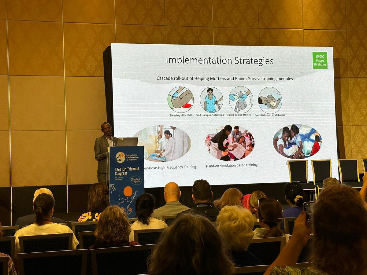 KarolineLinde's tweet photo. What a session so far for #MidwivesInBali at #ICM2023 amazing innovations and results from the #50KHappyBirthdays, #SimBegin, #Mobimentors #ENCNow projects @UNFPA @FekaduMazengia @TanzaniaMidwiv1 @LaerdalGH @LaerdalMedical https://t.co/ZFKodQM4GQ