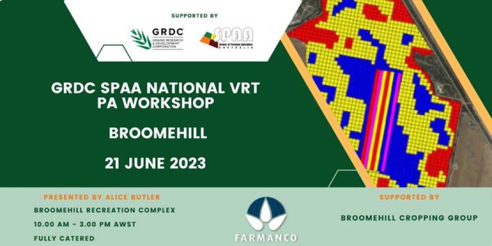 #spaa #grdc VRT workshop in Broomehill next week with <a href="/alicebutler23/">Alice Butler</a> … please RSVP if you are keen to come along. Promises to be a good day. Thanks to Phil Longmire who is coming over from Esperance to share his VRT journey so far as well.   Regos here 👇Eventbrite.com.au/e/spaa-nationa…