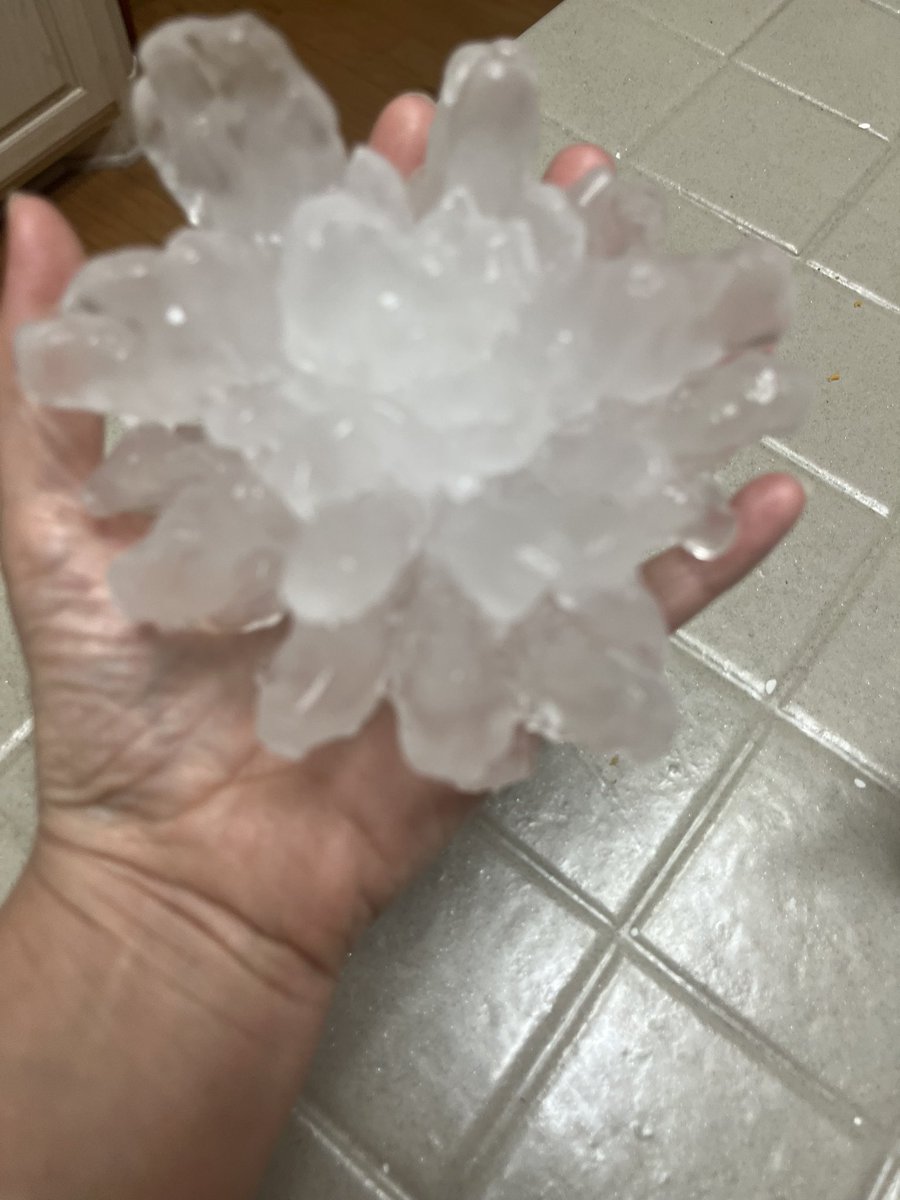 elonwer's tweet photo. Hey @wfaaweather this bigger that softball piece of hail hit our roof in Mansfield. Sounded like a bomb https://t.co/GRRBywBXox