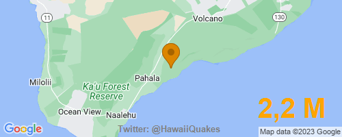 HawaiiQuakes's tweet photo. USGS reports: M2,2 Earthquake 10 km ENE of Pāhala, Hawaii,
Depth 29,4 Km @ 2023-06-12 17:43:21 HST.
More info: https://t.co/ZKXWlaPtO6 
#EarthQuake #Hawaii #Quake https://t.co/7Jz8LuMBow