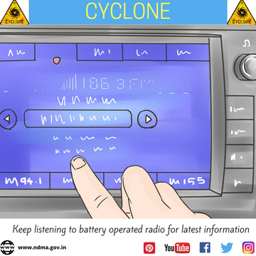 #Cyclone| During A #Cyclone Warning :: Listen to the #Radio for latest information!

#CycloneBiparjoy  
#Cyclonepreparedness