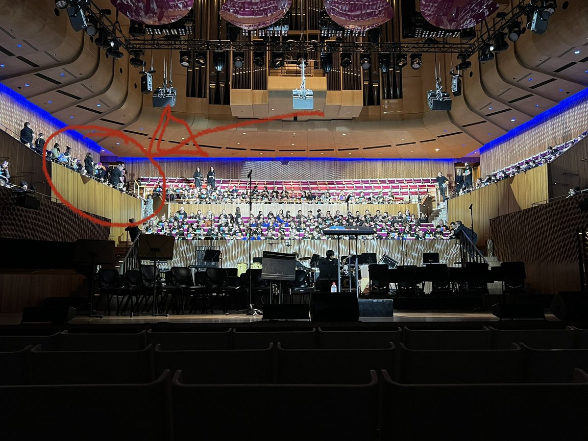 This is where you will see us tonight. Front row of the balcony on the top left! @harcourtps