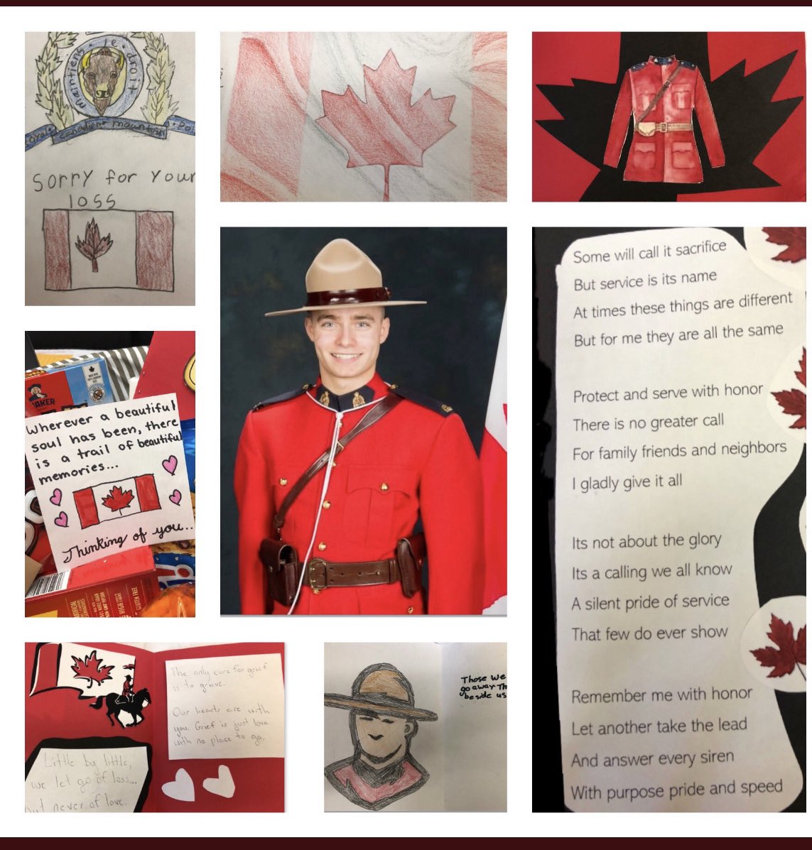Two years ago our school said goodbye with a moment of silence to honour a hero. You could feel the love as students and staff came together to show support for Cst. Shelby Patton. Adorned in red, students wrote cards and poems to express their sympathy.❤️ #WeRemember