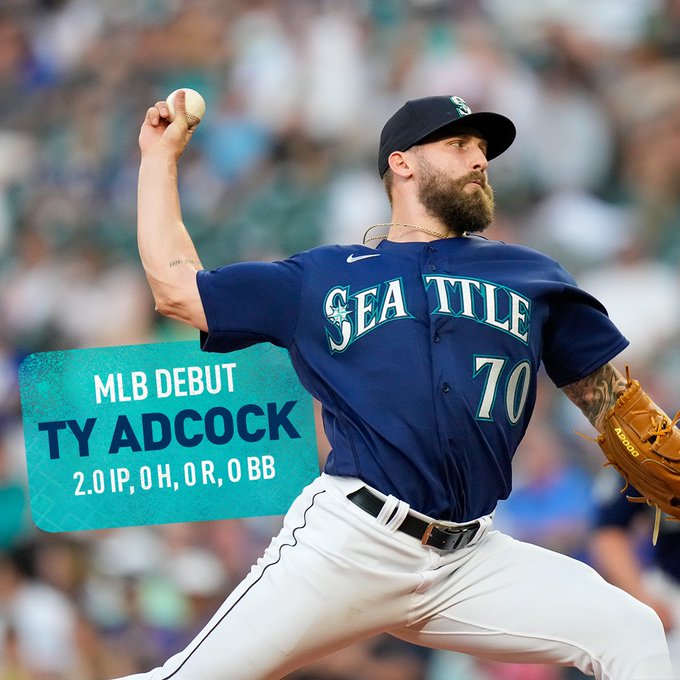 Ty Adcock's final line in his MLB debut: 2.0 IP, 0 H, 0 R, 0 BB
