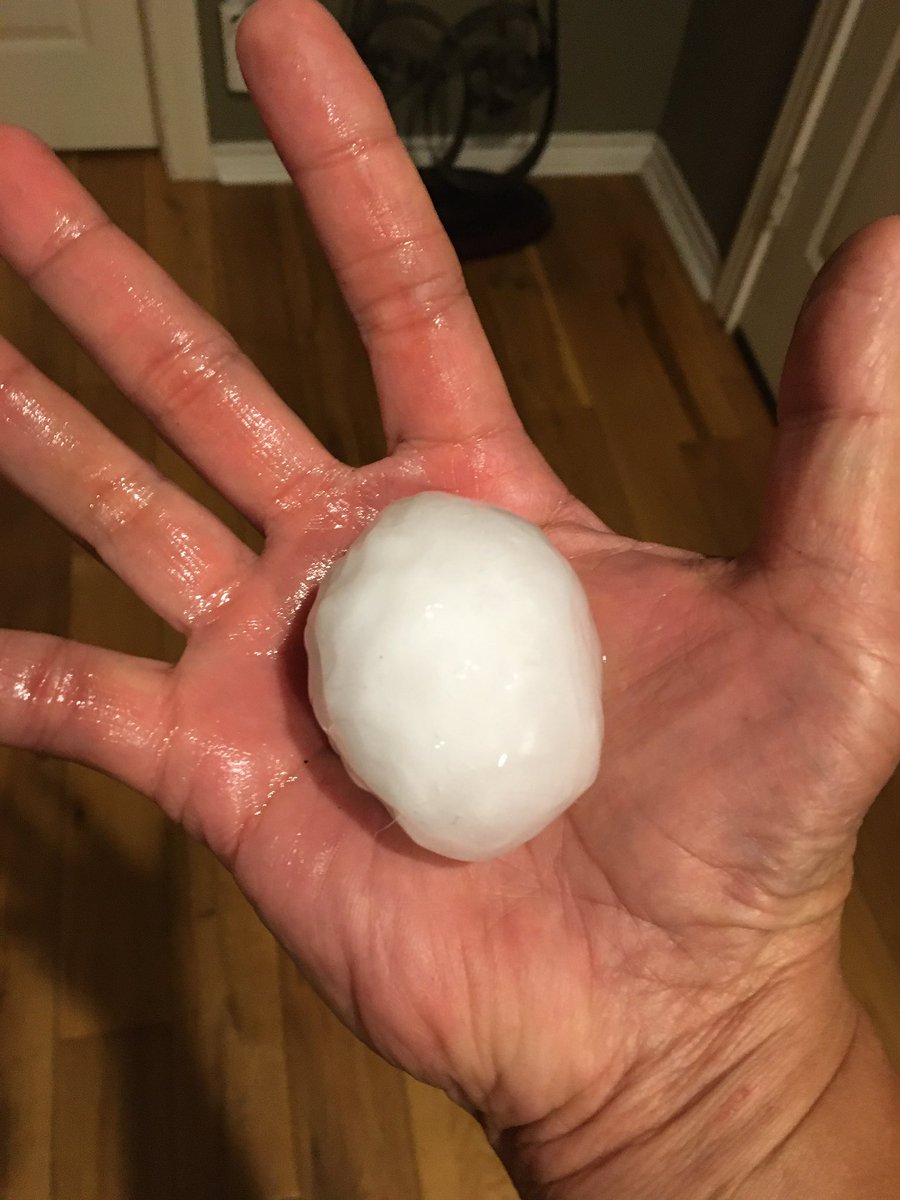 my dad just sent me this photo of an egg-sized piece of hail that just hit him outside & it reminded why i don’t live in texas anymore #ohhailno
