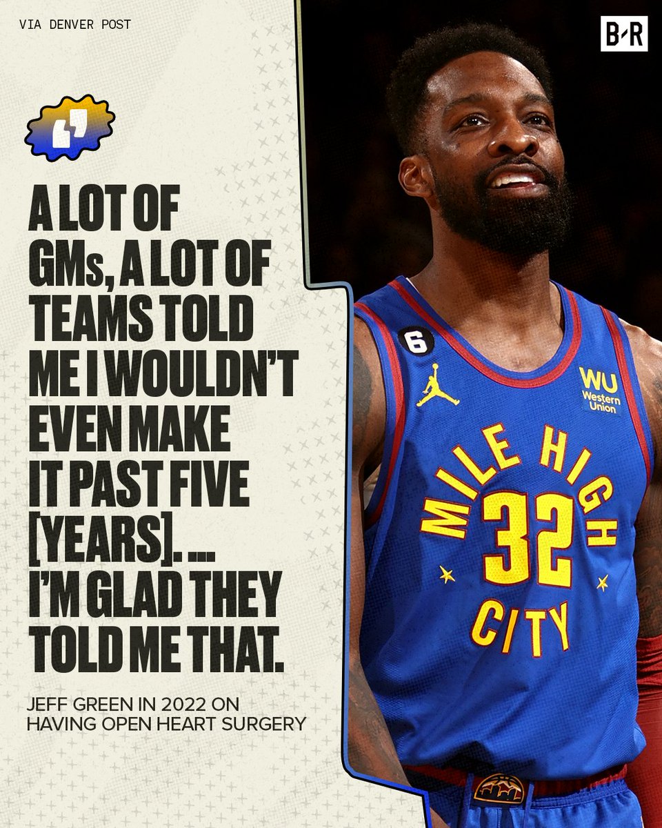 Jeff Green had open heart surgery in 2012, which included stopping his heart for an hour.

11 years later, he’s an NBA champion 🙌