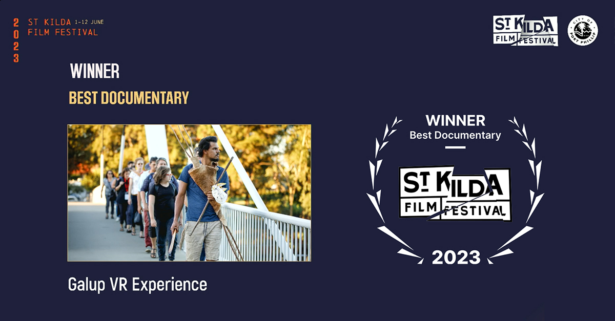 🔥WOOLAH!🔥WE WON!🔥
Galup VR Experience just won Best Documentary at <a href="/TheAcademy/">The Academy</a> Awards® qualifying <a href="/stkildafilmfest/">St Kilda Film Fest</a>...which means it's now eligible for consideration in the Documentary Short section of the Oscars®! 

#galup #lakemonger #truthtelling #virtualrealityexperience