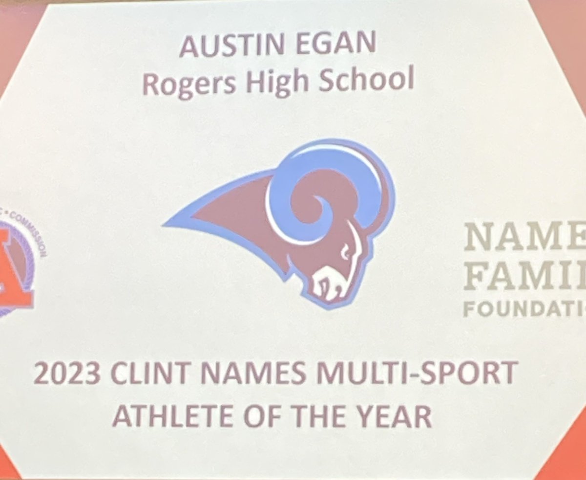 Congrats to Austin Egan for earning the Tacoma Athletic Commission’s Clint Names Multi-Sport Athlete of the Year! #FightOn #RamPride <a href="/GovRogers/">Gov. John R Rogers</a> <a href="/SparksStadium/">Puyallup SD Athletics</a>