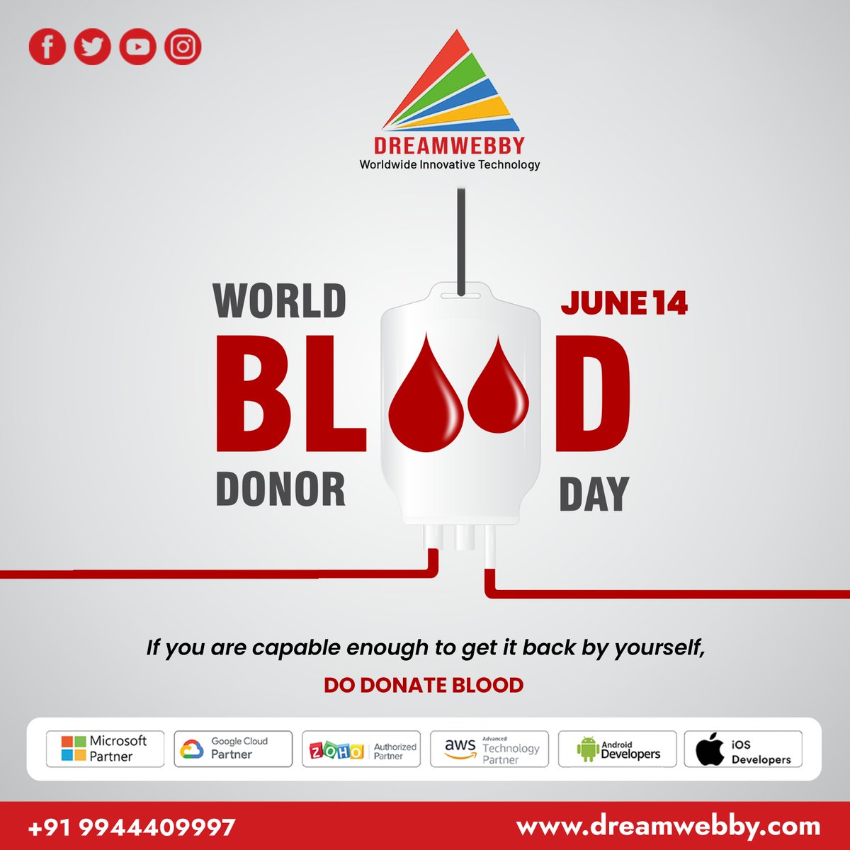 DreamwebbyS's tweet photo. World Blood Donor Day 2023
Visit:- https://t.co/xzBuXGErKi
.
.
.
.
#worldblooddonorday2023 #blooddonation #donateblood  #coimbatore #android #ios #development  #AmazonPartner #googlepartner #zohopartner #Microsoft365 #domain #webhosting  #security #Gmail  #dreamwebbyw3services https://t.co/APwAGEIW80