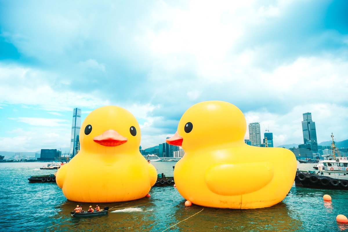 Get ready to ‘quack’ up as the giant Rubber Duck makes a triumphant return after 10 years! The DOUBLE DUCKS🐤🐤 — 18-metre inflatable rubber ducks created by Dutch artist Florentijn Hofman — have arrived in Victoria Harbour and will be here for two weeks.😍