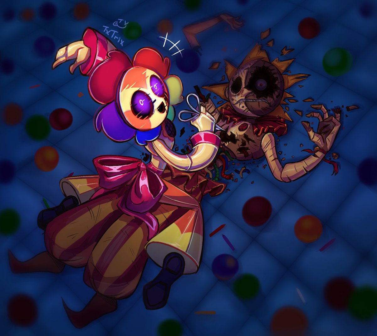 i had so much fun with this one
i also reallyyy love blommy fun little boi 
Bloomy belongs to the talented @lisa77494 
#fnaf #fnafsecuritybreach #sundrop #sundropfnaf #FNAF  #Fanart #originalcharacter