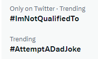 UhuraMazda's tweet photo. If the trends are accurate, I guess #ImNotQualifiedTo #AttemptADadJoke. https://t.co/KqAZdBLHMk