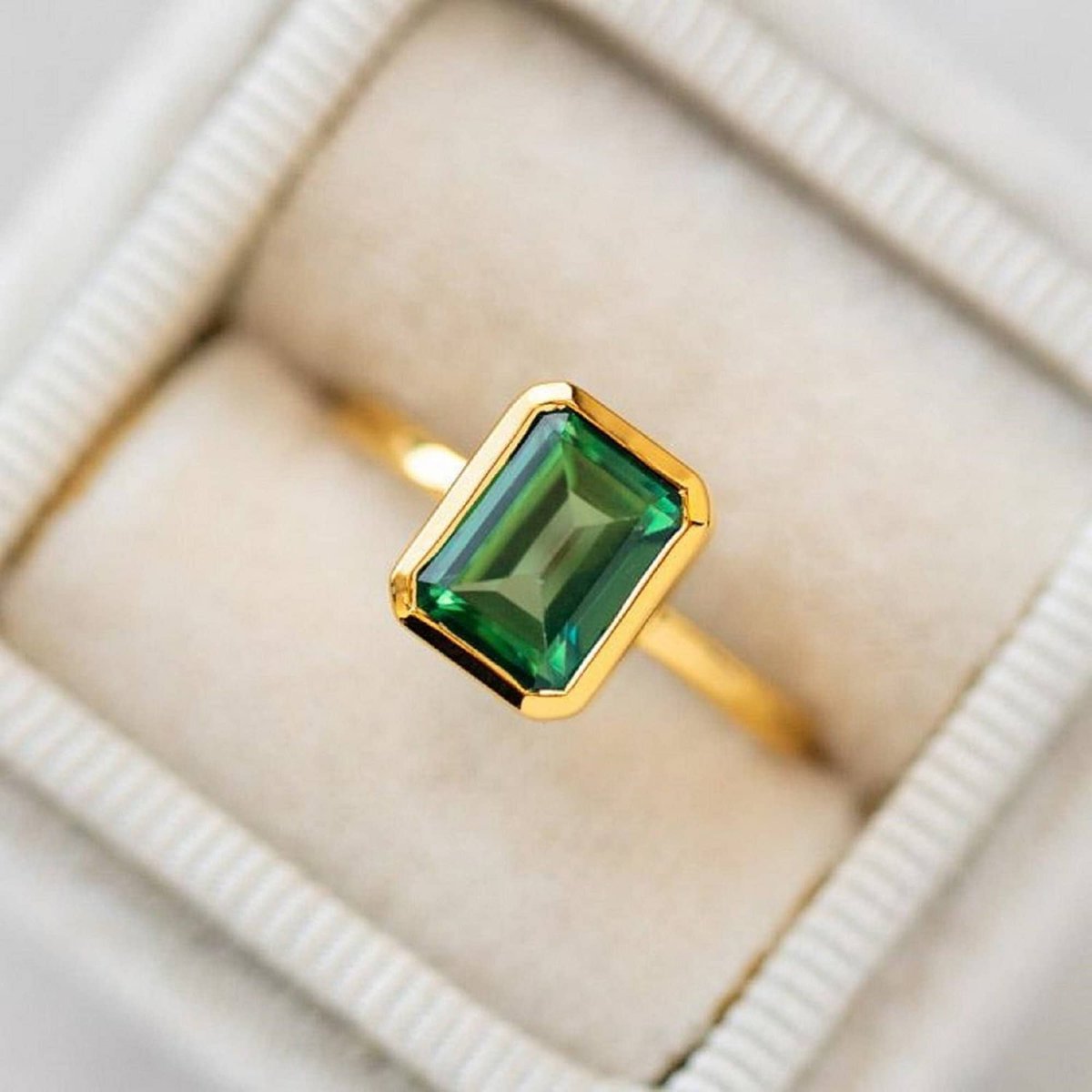 Excited to share the latest addition to my #etsy shop: Emerald Ring Bezel Set Emerald Lab Diamond Ring 2.5 Ct Green Emerald Cut Simulate Diamond Ring  etsy.me/3X0rkAl #emeraldring #green #sapphirering #jewelry #goldring #solitairering #promisering #mothergifts