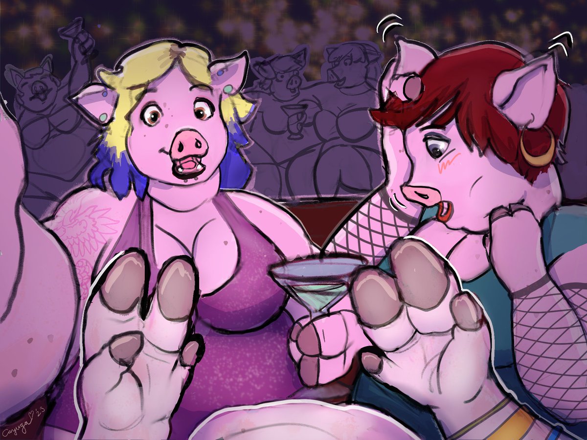 CayugaSquawks's tweet photo. Sow with the Flow      

“Now you’re  getting into it!”  Look at how much fun they’re having at the TF nightclub.  Wear loose clothes.    

I love drawing POV TFs!  #TFTuesday #transfur https://t.co/ufaIONmsIJ