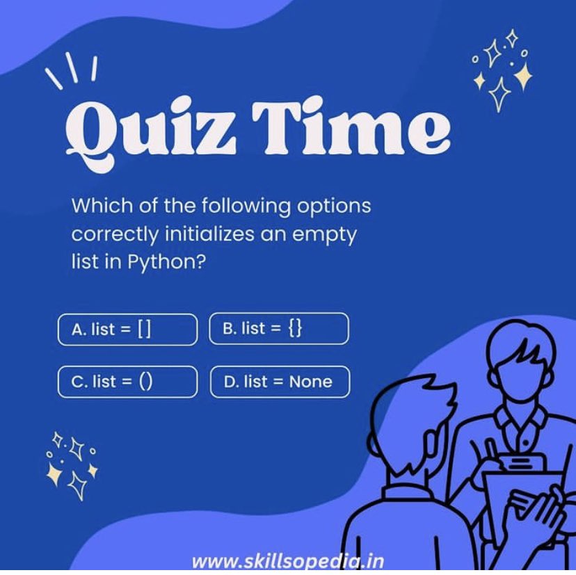 skillsopedia's tweet image. Unlock the power of Python with the perfect code snippet! Can you spot the correct way to initialize an empty list? 🐍🔒
.
.
.
.
.
#pythonbasics #coding101 #pythonprogramming #codemastery #codesnippet #pythonsyntax #programmingjourney #learntocode #codenewbie #codingcommunity