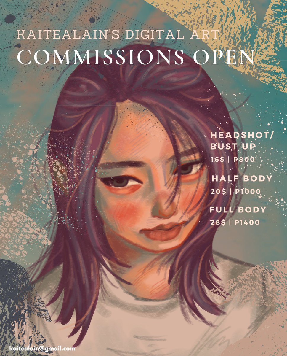 Hello~! Here's an updated commissions sheet✨

Just dm to inquire or you may check my carrd first as well~ kaitealain.carrd.co 

I'd be beyond delighted to draw for you🧡
My terms of service and process are below~

Rt's are highly appreciated!
#artph #commissionsopen #arttwt