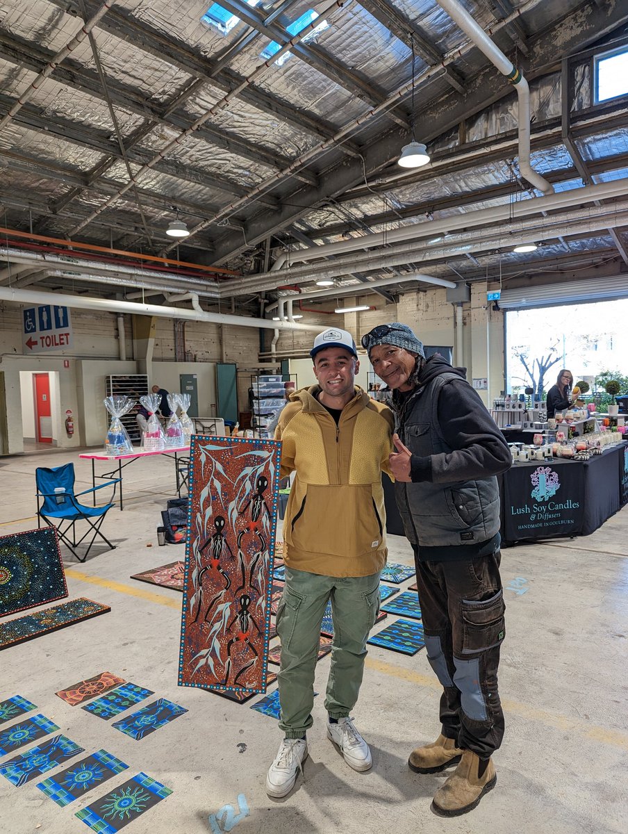 Just had an amazing encounter with Yidinji, a talented Aboriginal artist in Canberra! 
We discussed the importance of an Aboriginal Voice to Parliament from a community perspective. 
Excited to have his incredible artwork grace my wall. 🎨 #AboriginalArt  #CommunityConnection