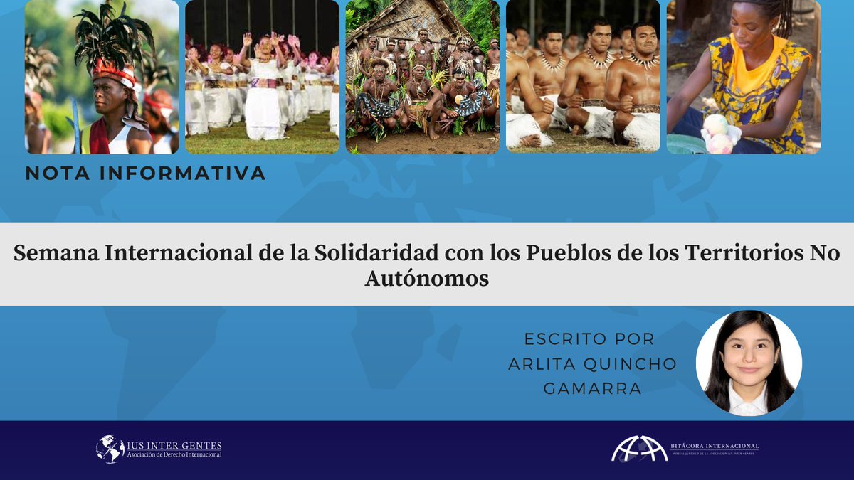 Tenemos el agrado de presentar la nota informativa titulada: 'Semana Internacional de la Solidaridad con los Pueblos de los Territorios No Autónomos' elaborada por Arlita Quincho Gamarra. 

Link: bitacorainternacional.com/single-post/se…

#ForoPermanente #Afrodescendientes #ONU