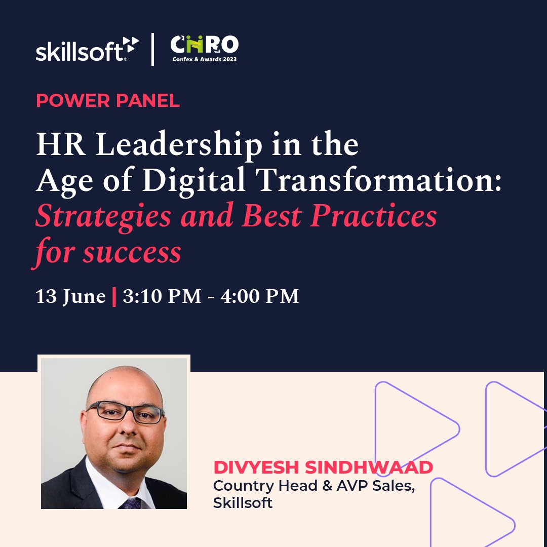 In this engaging panel discussion, you can learn the best practices & success stories of #digitaltransformation in #HR, how to prioritize #digitalleadership in HR practices & more at @gainskillsmedia CHRO Confex & Awards today with @divyeshsindhwad as one of the panelists.