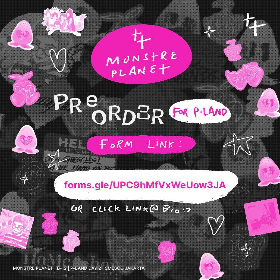 rt please? thank you! 🥺
‼️ PRE ORDER NOTICE ‼️

monstreplanet for P-LAND Vol.2 PO form udah dipost nih! Yuk baca tnc-nya dan kalau ada yang mau ditanyakan boleh langsung DM kita yaa 🌞

Pre-Order period: 12.06.23-17.06.23 #PLANDVol2_Fanshop 
#PLANDVol2_FanshopCatalog