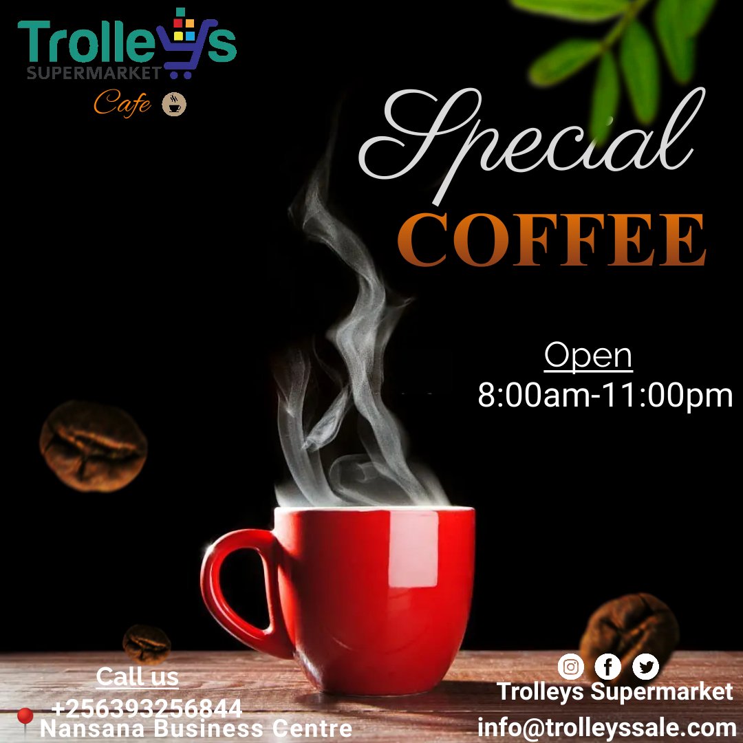 TrolleysSuper's tweet photo. Craving a cup of perfection? Our baristas are here to craft your ideal coffee, tailored to your taste. Get ready to fall in love, one sip at a time. ☕️❤️ 

📍Nansana Business Centre, Opposite Nansana Municipal Council 

📞+256 39 3256844

#CoffeeCrafting 
#MadeForYou https://t.co/opylTCTeTY