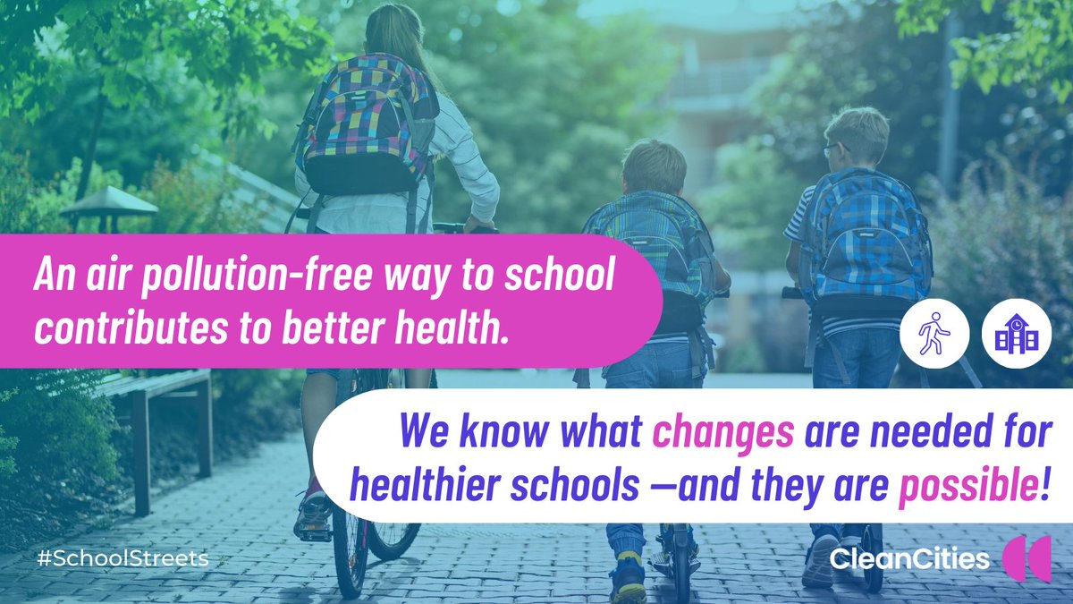 🏫 Schools, their environments and #SchoolStreets can help reduce the impacts of air  and noise pollution on the health of our children.

🛴Better urban and mobility planning brings us closer to the #SchoolsWeWant.

➡️ ow.ly/n5y650OspvY

#ChildHealth #UrbanHealth #CleanAir