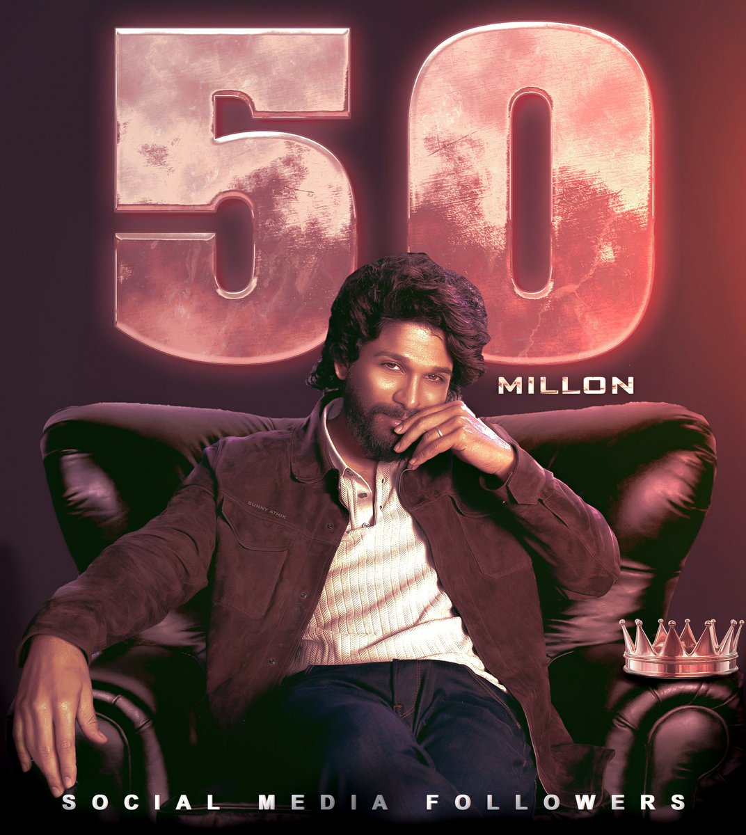 TrendsAlluArjun's tweet photo. 50M Followers for ICON Star @alluarjun in Social media 

Most Followed South Indian actor 💥

First ever South Indian actor to touch this mark in social India 👑🔥

Numero uno 🛐 https://t.co/994r2Lf5k5