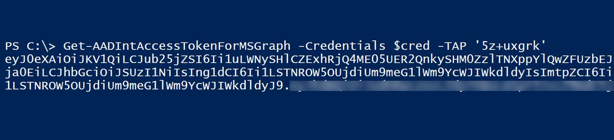 @rootsecdev Nice writeup! I just added TAP support to #AADInternals command-line authentication (not yet released).

The nice thing with TAP is that you can use the refresh token of even the 'One-time use' TAP to pivot to other FOCI clients as long as the TAP is active.