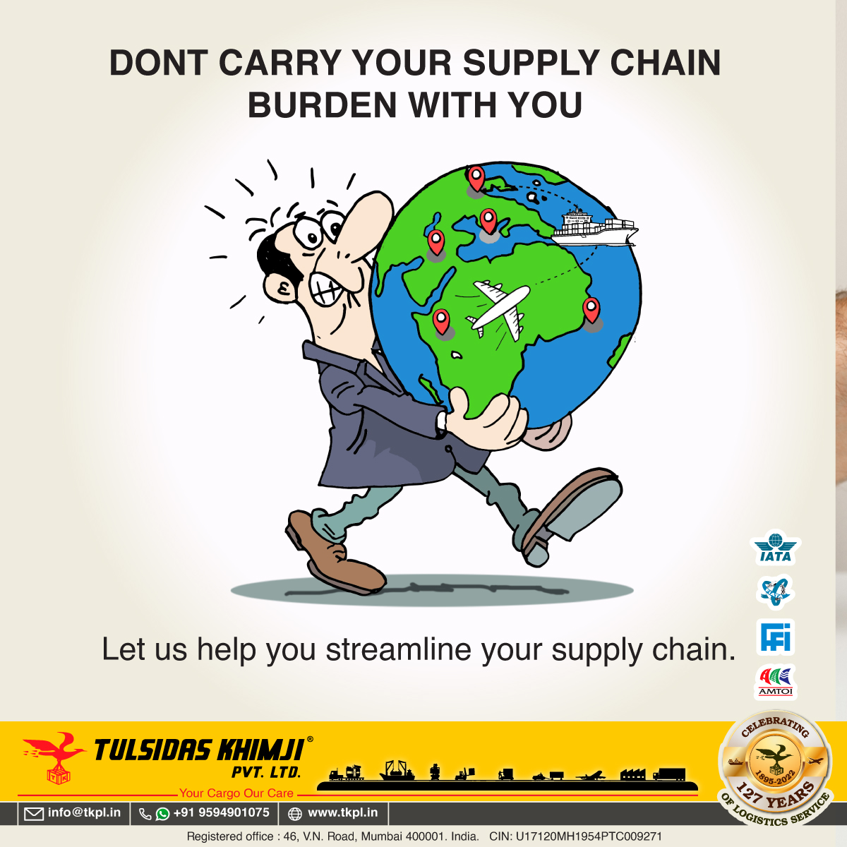 DONT CARRY YOUR SUPPLY CHAIN BURDEN WITH YOU
#SupplyChainRelief  #StreamlinedSupplyChain 
#logistics #shipping #logisticsolutions #freightforwarding #customsclearance #globallogistics #dangerousgoodscargo #costeffectivelogisticssolutions #projectcargo #ODC