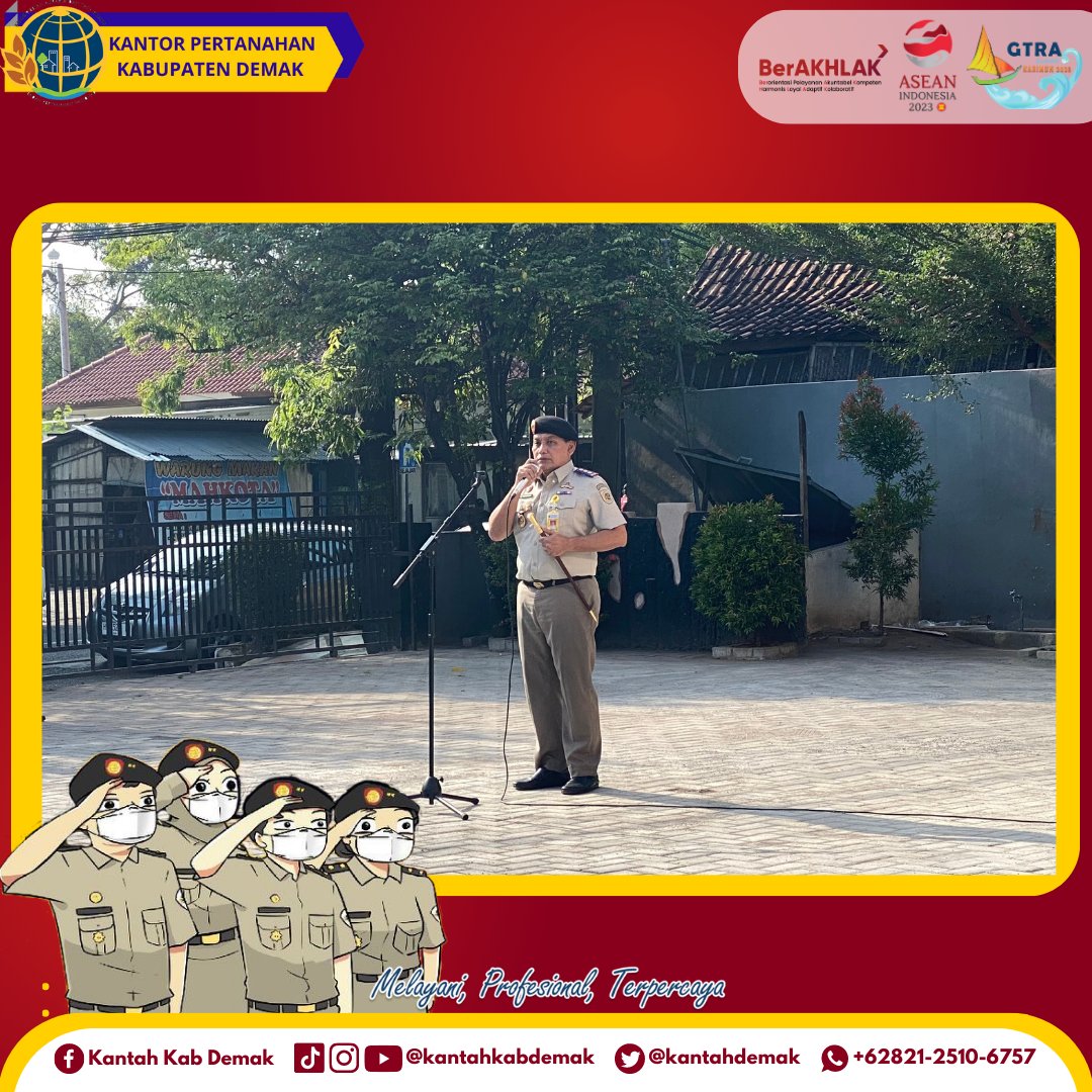kantahdemak's tweet photo. Halo Rencang Demak!
Segenap jajaran Kantor Pertanahan Kabupaten Demak telah melaksanakan Apel Pagi di halaman kantor pada Selasa 13 Juni 2023.
#ATRBPNDemak
#Simerah
#SiapMelayanidenganRamahdanAmanah https://t.co/YjeZcUfVF7