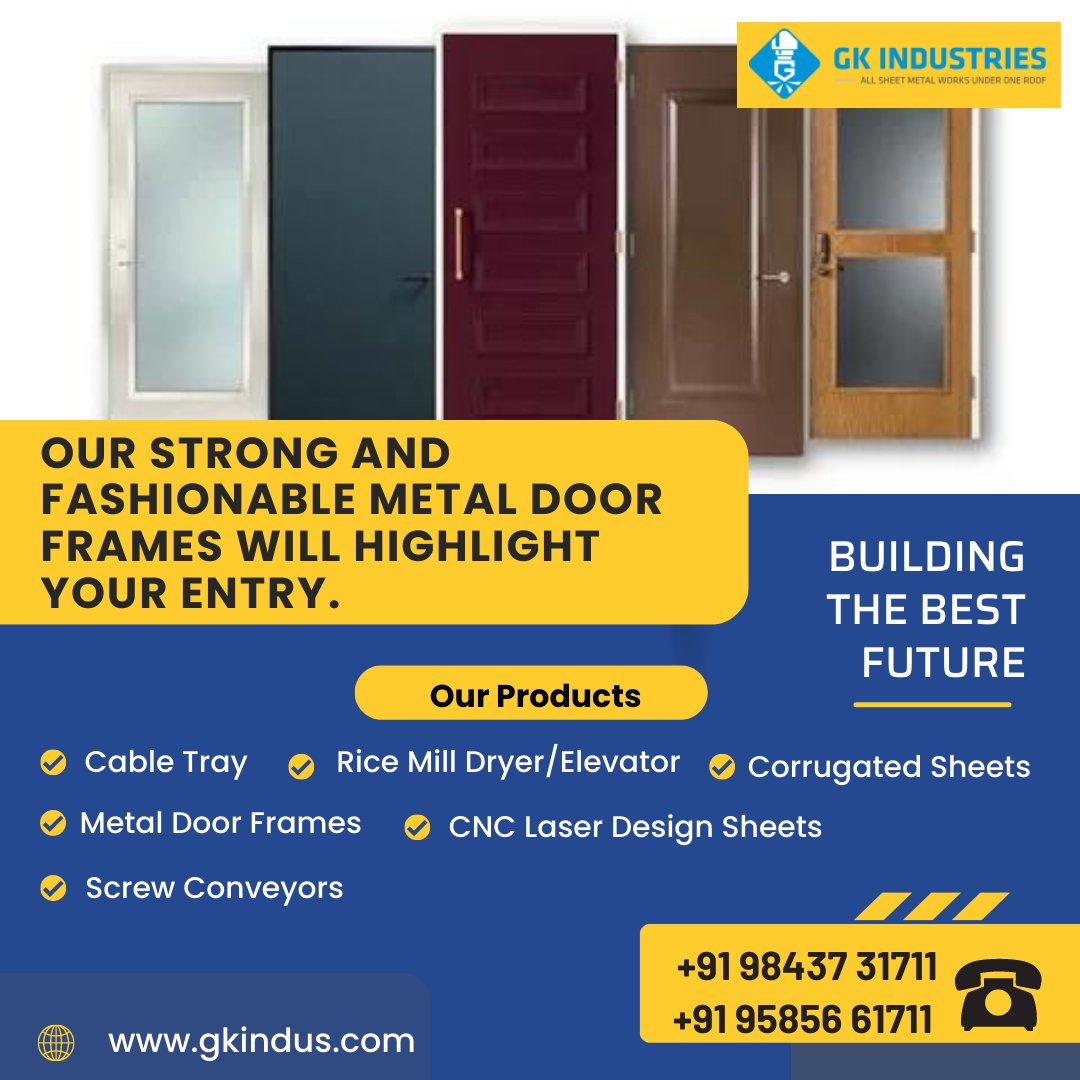 Upgrade your entryway with our durable and stylish metal door frames. Elevate your home's security and aesthetics with our modern designs.

Visit Us :gkindus.com/metal-door-fra…

#steeldoors #doors #interiordesign #steeldoors #securitydoor  #coimbatore #erode #salem #tirupur #chennai