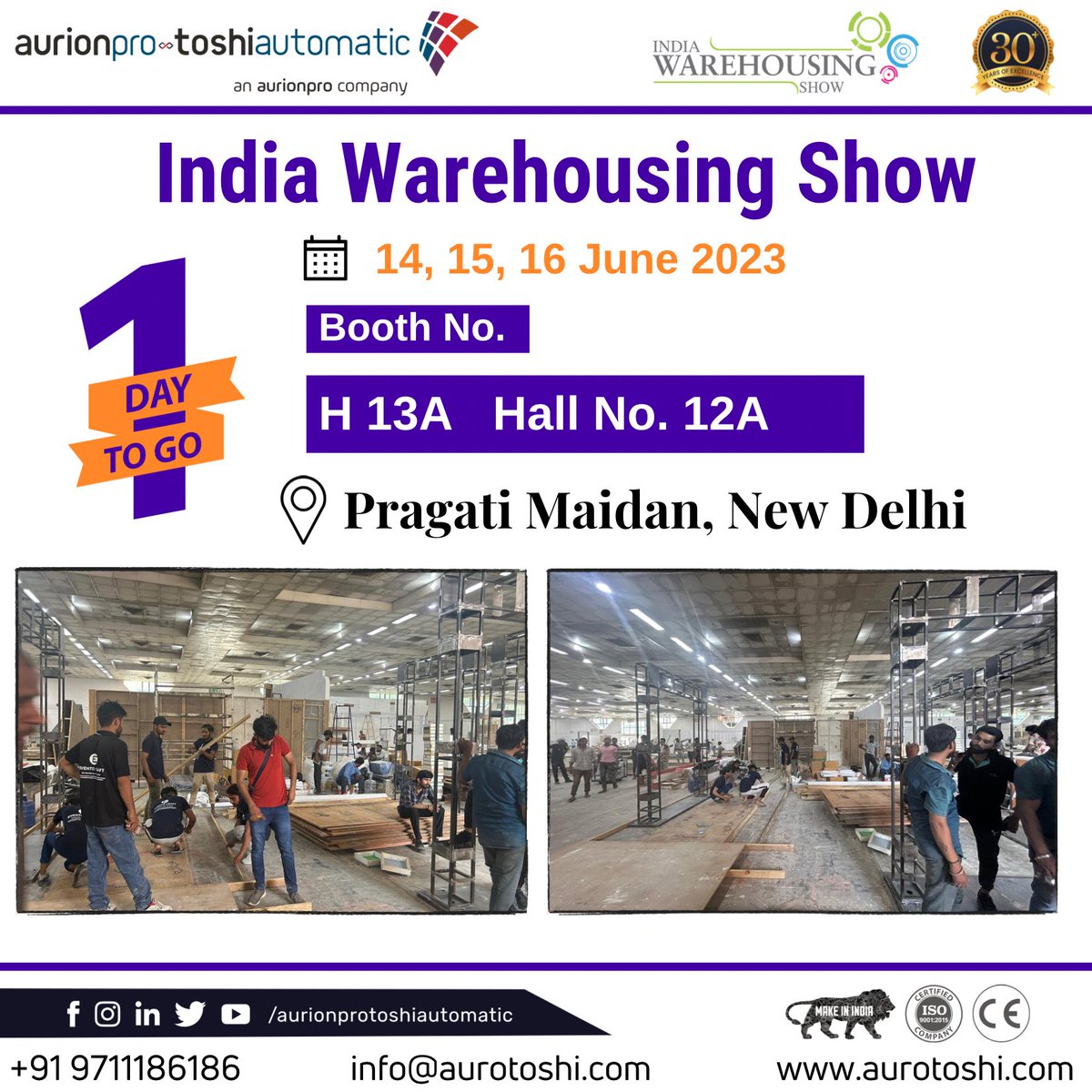 One Day To Go! Join Us Tomorrow at India Warehousing Show (14,15,16 June, 2023) . 1 Day to Go! 
Don't Miss Your Chance to Connect with Us at the Biggest Warehousing Event of the Year.  

#automation #event #iws #indiawarehousingshow #india #pragatimaidan #trending