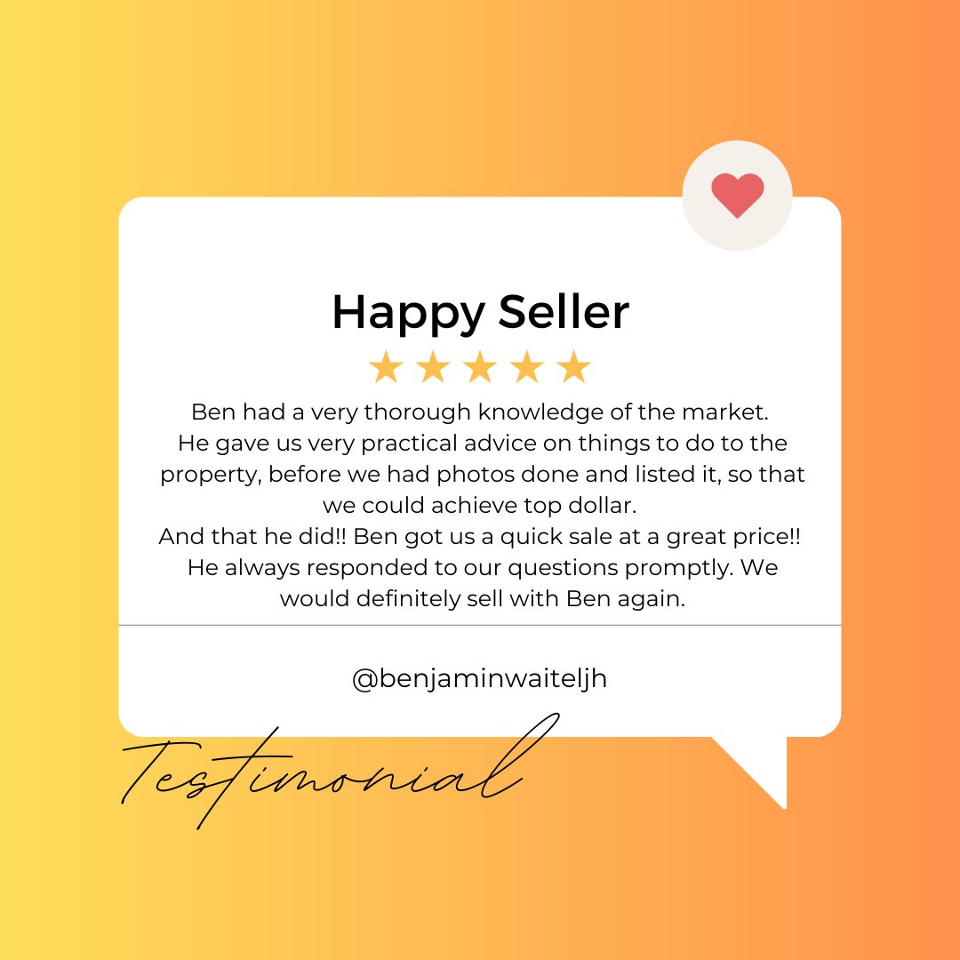 BenjaminWaite's tweet photo. 🌟 Testimonial Tuesday: A Top-Dollar Success Story! 💰
Experience exceptional service and top-dollar results. Contact Ben today! 🙌🏠
#TestimonialTuesday #TopDollarSuccess #ExceptionalService #RealEstateGoals https://t.co/jqm0LloQE5