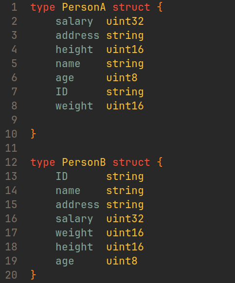 lucafmarques's tweet photo. Which of these structs would you pick?

#golang https://t.co/zt5IvABrVC