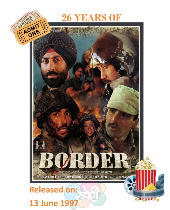 This Day That Year! #Border 

#SunnyDeol #JackieShroff 
#SunielShetty #AkshayeKhanna 
#SudeshBerry #Rakhee 
#PuneetIssar #PoojaBhatt 
#Tabu #SharbaniMukherjee 
#KulbhushanKharbanda 

#JPDutta #AnuMalik 
#JavedAkhtar 

#26YearsOfBorder 

@iamsunnydeol 
@PoojaB1972