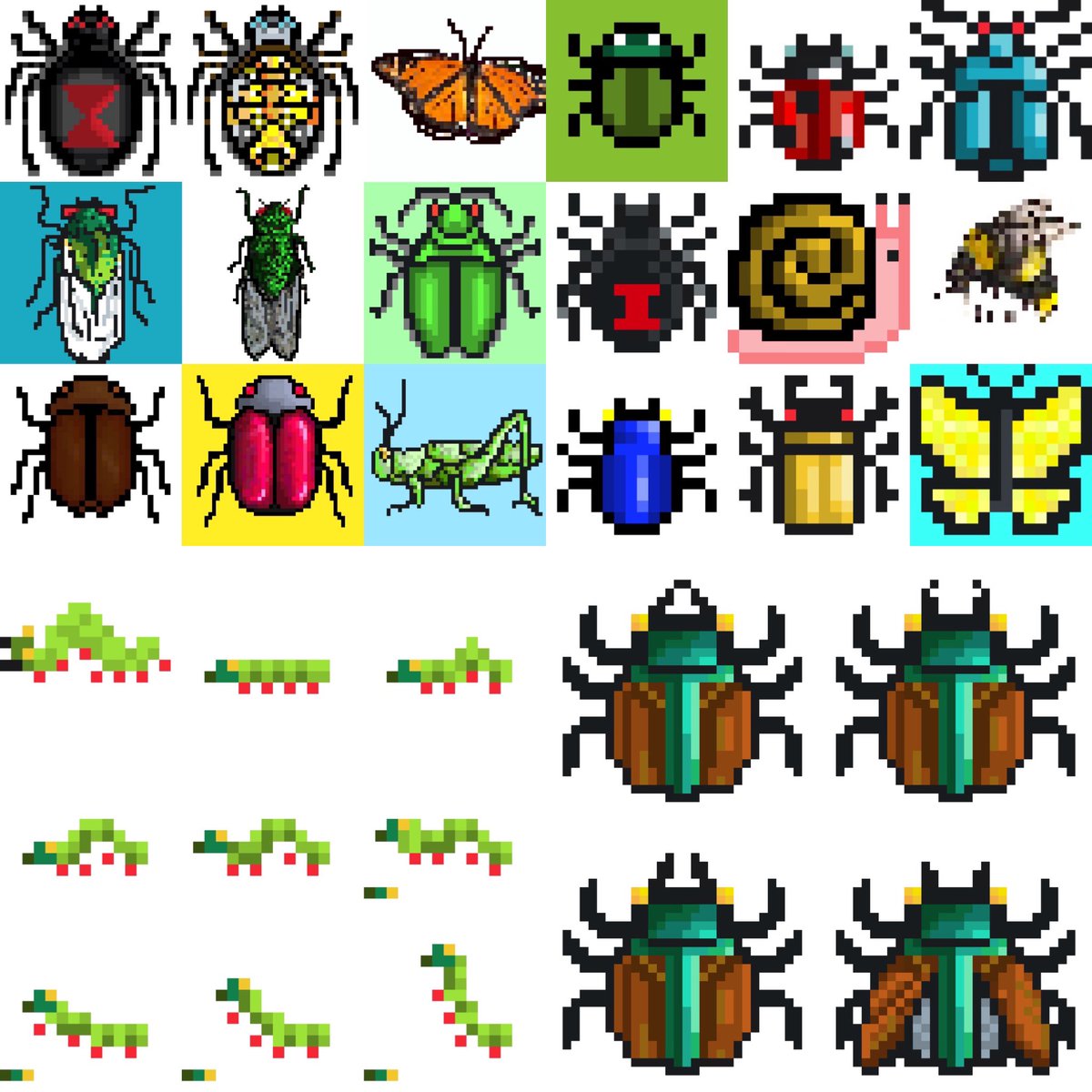 I do be liking bugs tbh 🪲🐛🦋🐝🐞 

#pixelart #pixelartist #pixelartchallenge #8bitart #spriteart #bugs #insects #insect #pixelartNFT #NFTartist #PixelArtCommunity #pixelartoftheday #bugart #insectart