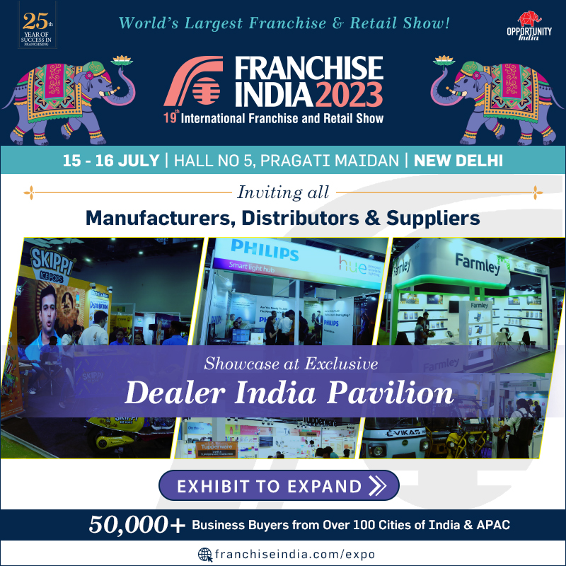 Empowering Business Connections at Franchise India 2023's Exclusive Dealer India Pavilion - Calling all Manufacturers, Distributors & Suppliers!

Date: July 15-16, Hall No. 5 Pragati Maidan, New Delhi

Link: lnkd.in/dz4BSb6P

#FranchiseIndiaExpo2023 #FI2023 #Franchise