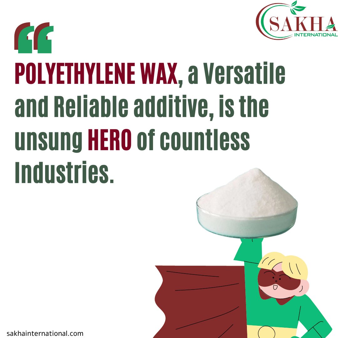 sakhaindia's tweet image. 👉 𝗣𝗢𝗟𝗬𝗘𝗧𝗛𝗬𝗟𝗘𝗡𝗘 𝗪𝗔𝗫, a Versatile and Reliable additive, is the unsung 𝗛𝗘𝗥𝗢 🦸‍♂️ of countless Industries.🏭

👉 Follow SAKHA INTERNATIONAL for more informational post.🥰
For more details, visit our website - sakhainternational.com

#sakhainternational #pewax