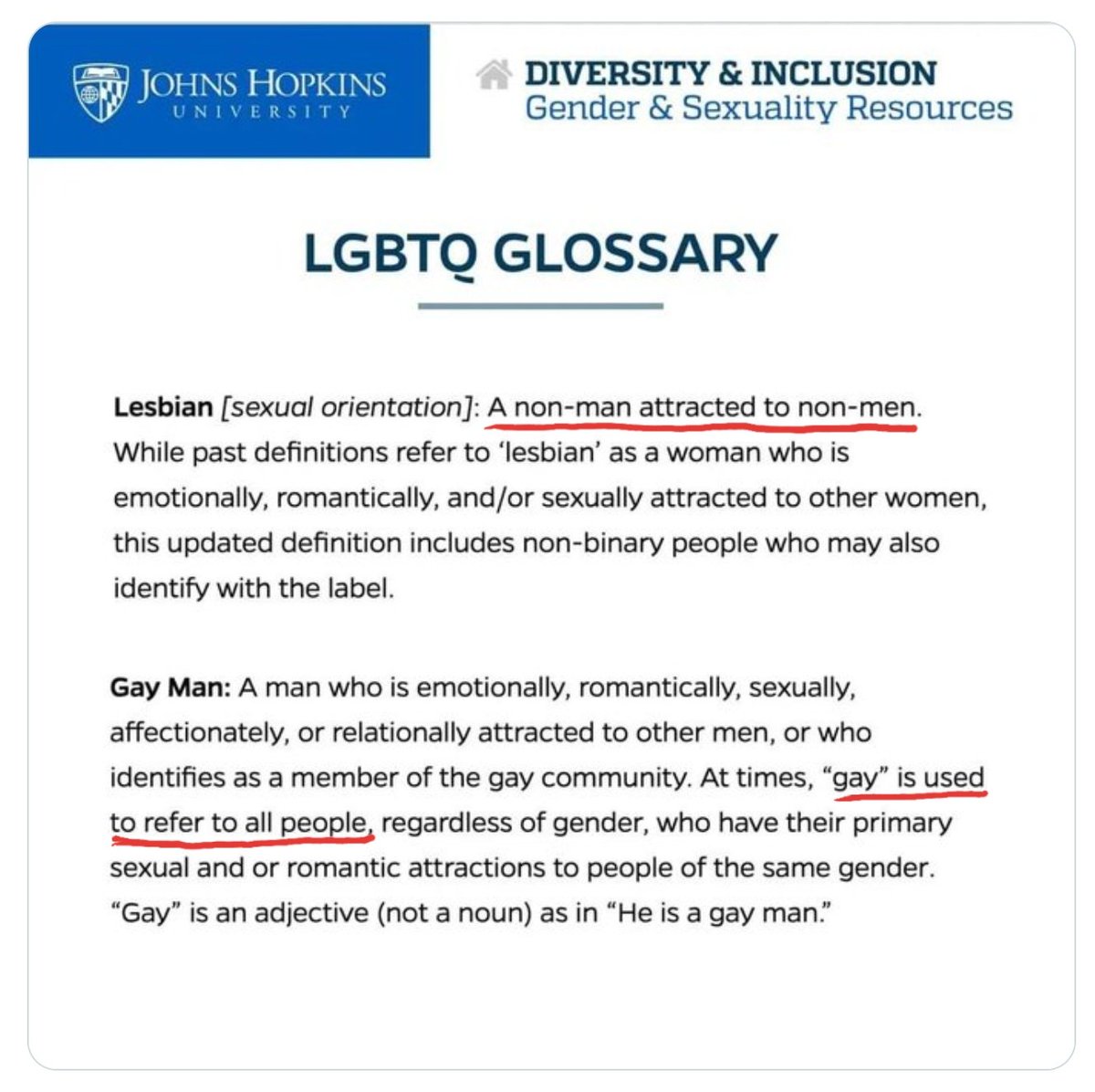 Johns Hopkins University (@JohnsHopkins) has risen to the challenge previously posed by @jk_rowling's question below.  Answer: non-man/non-men (formerly known as 'people who menstruate').

Inarguably, modern times are now the stupidest time and universities are leading the way..