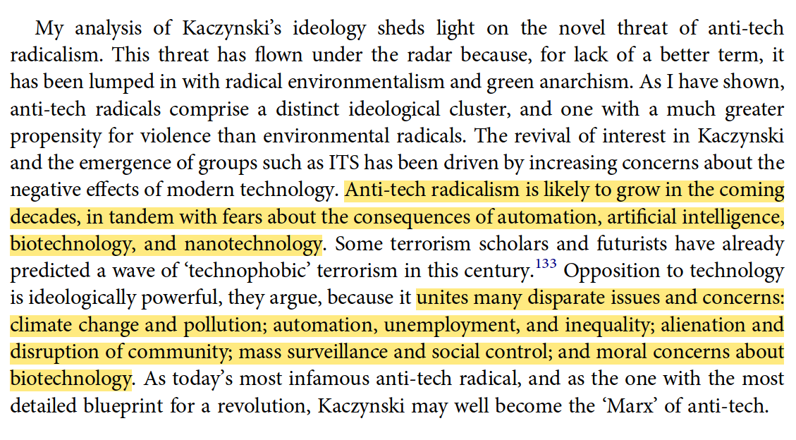 pranesh's tweet image. Sean Fleming -- "The Unabomber and the origins of anti-tech radicalism" (Journal of Political Ideologies, 2021)
tandfonline.com/doi/full/10.10…

#tech #STS #AntiTech