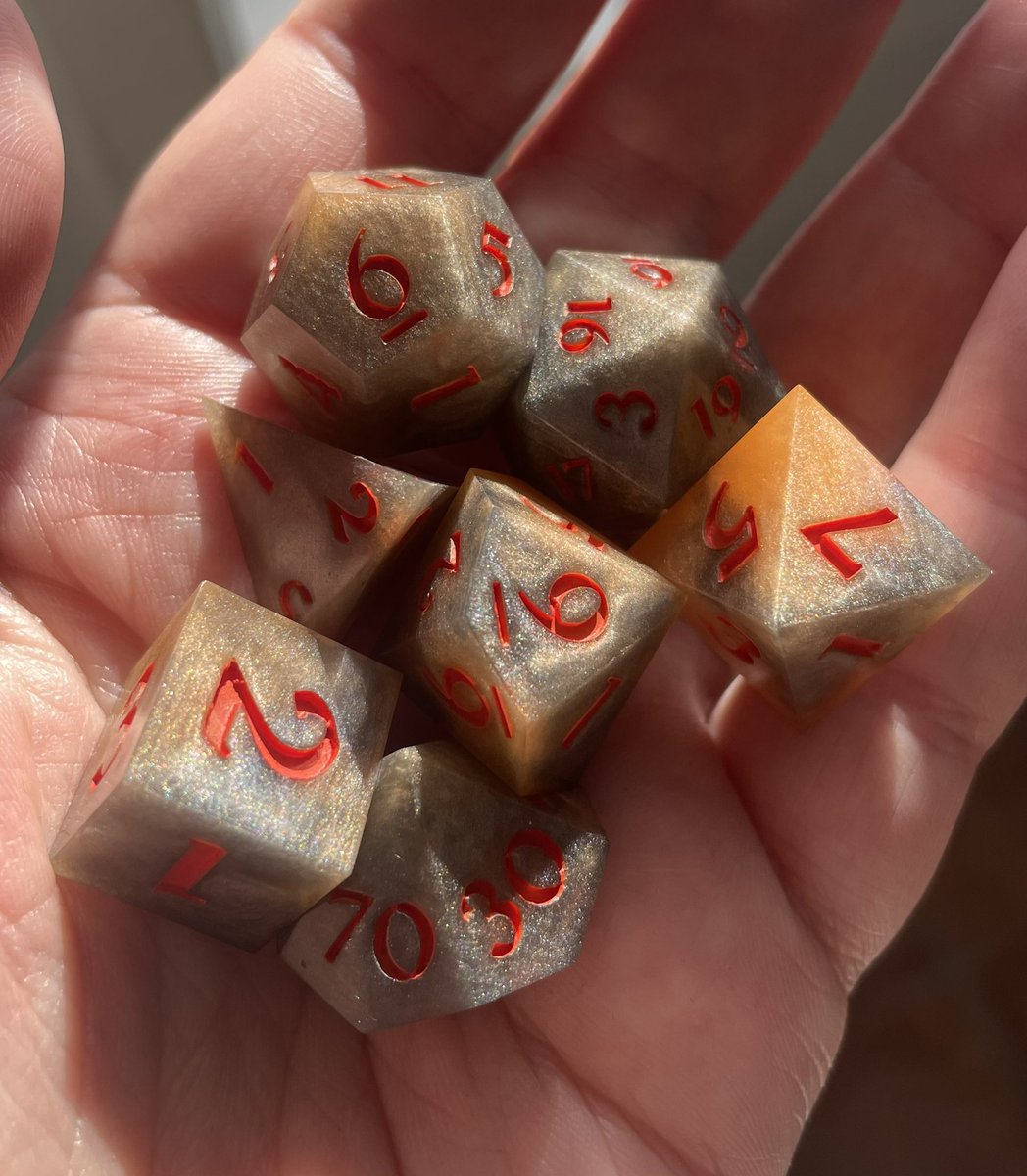 Bring out your inner beast with these Inner Tiger Dice. Available on my Etsy shop!
FoxGamingau.Etsy.com
#dice #dicemaking #dnd #dnd5e #dungeonsanddragons #rpg #ttrpg #roleplaygame #epoxyresin #homemade #handmade #handmadedice #tabletop #tabletopgames #pathfinder #etsy #tiger